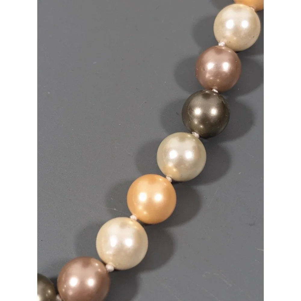 Elegant Champagne Beige Glass Faux Pearl Necklace‎ Classic 19 inch